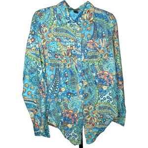 Lauren Ralph Lauren blouse Womens button up floral paisley cotton Size‎ Medium